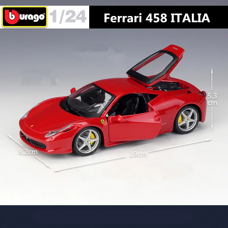 Bburago 1:24 Ferrari 458 ITALIA Alloy Sports Car Model Diecasts Metal Toy Racing Car Model Simulation Collection Childrens Gifts