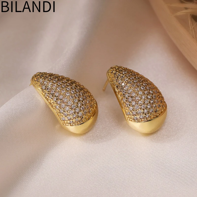 

Bilandi Fashion Jewelry High Quality Shinny Glass Teardrop Earrings For Women Girl Party Wedding Gift 2023 Trend New