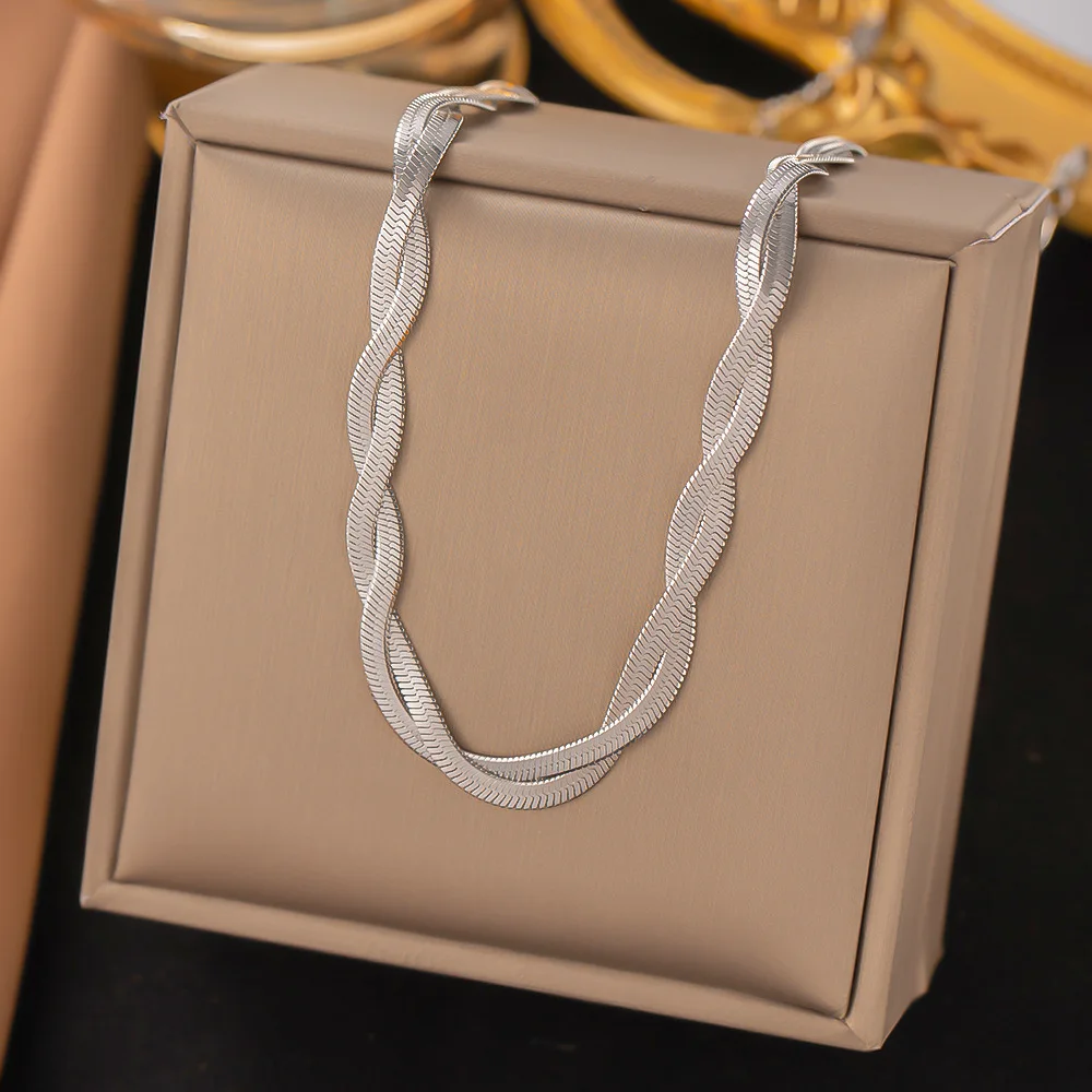Stainless Steel Weave Snake Chain Necklace For Women Men Gold Color Unisex Collar Choker Party Trendy Jewelry Gift Wholesale