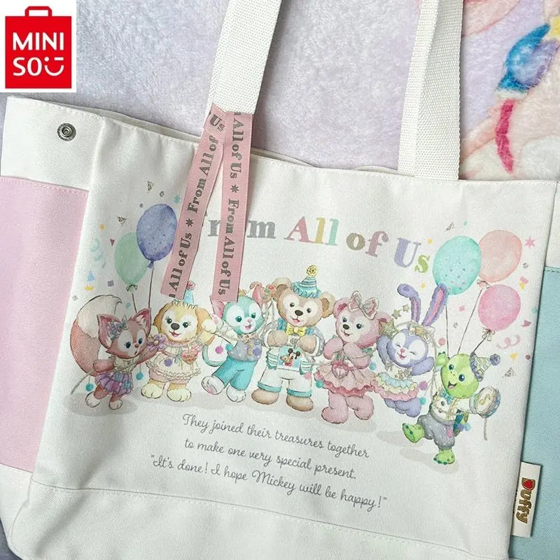 MINISO Disney Cartoon Duffy Bear Large Capacity Learning Bag for Women High Quality Canvas Cute Lightweight Handbag