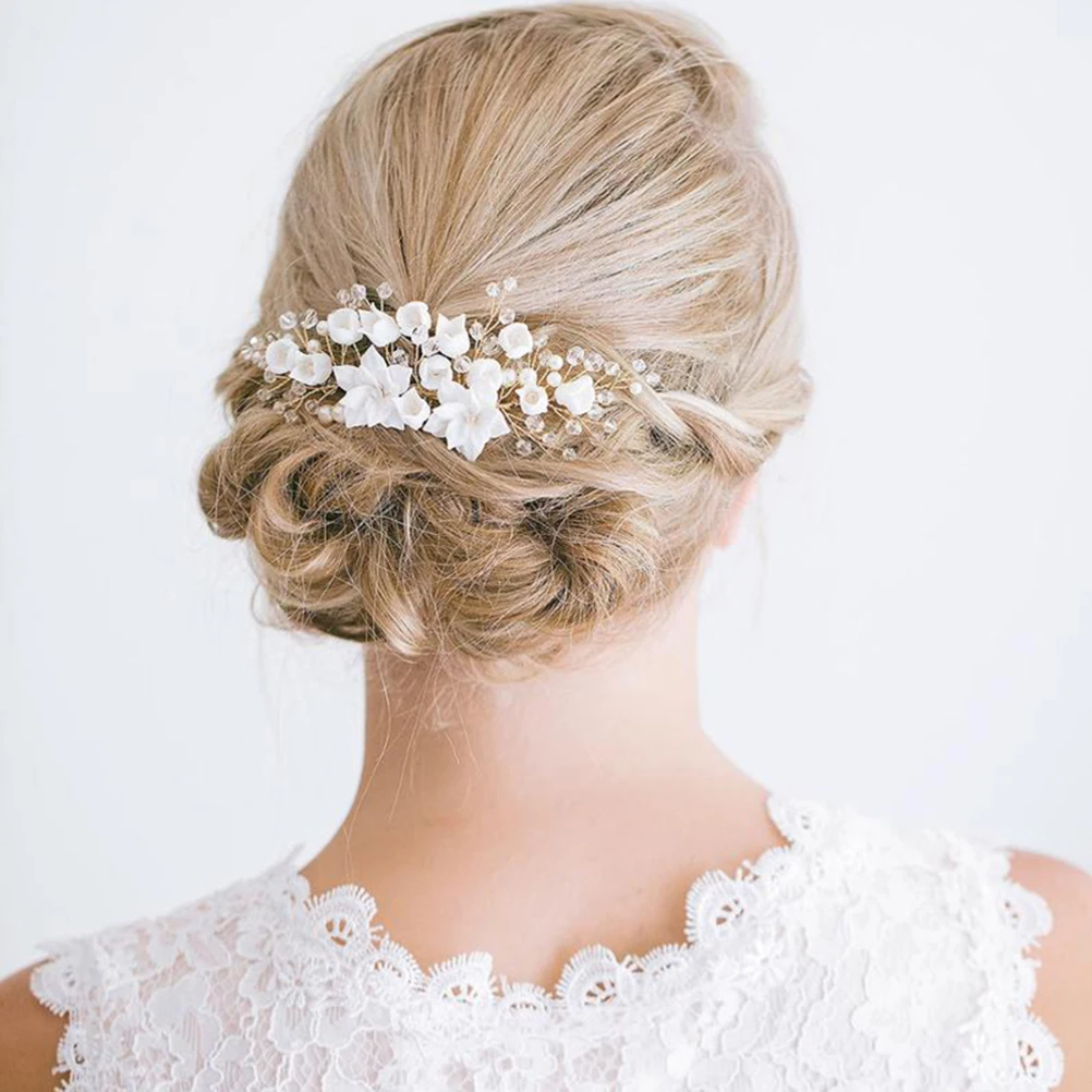 

Bridal Hair Comb Wedding Headpiece Women Hairpin Bride Insert Pearl Crystal Elegant Accessories For Prom Party