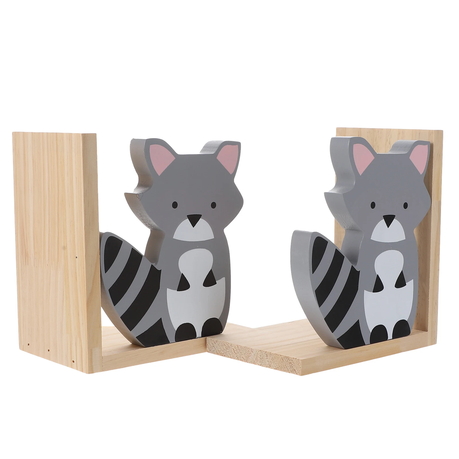 

Wooden Bookend Desktop Bookshelf Stand Cute Ends Organizer Cartoon Holders Bookends Child