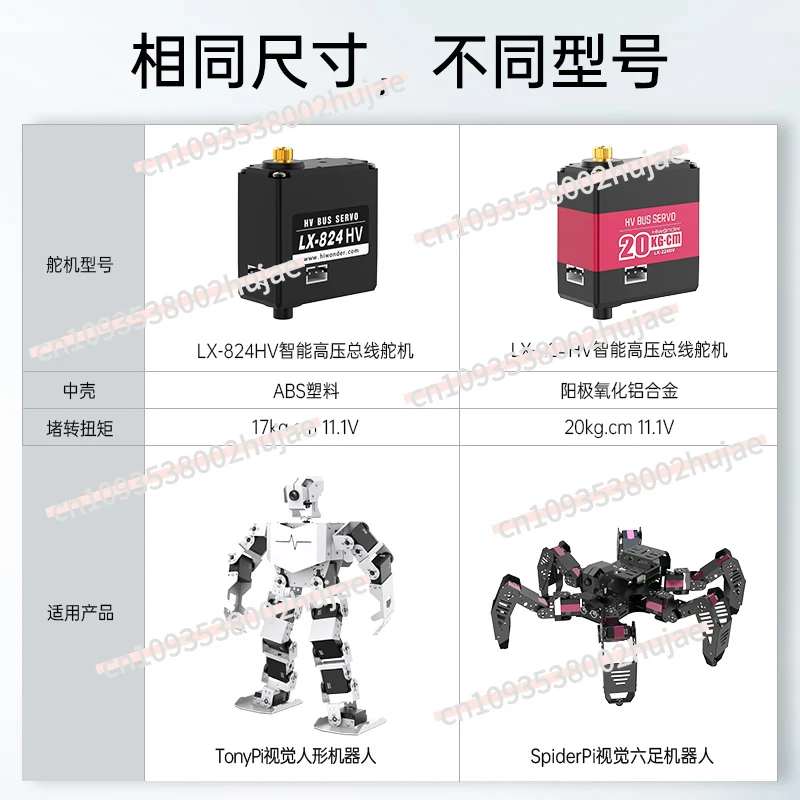 Haner Smart Bus Servo LX-224/824HV Hoogspanning 20KG Drie-poorts Feedback Robot Servomotor