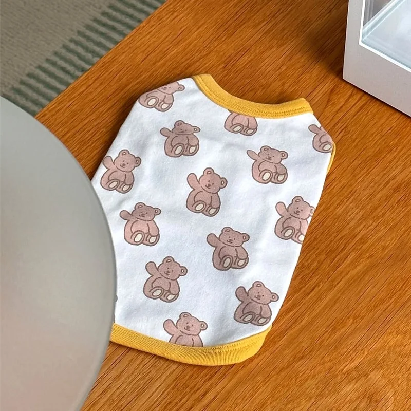 Pink Rabbit Pattern Pet Clothes Spring Summer Thin Dog Vest Teddy Cartoon Printed T-Shirt Yorkshire Breathable Two Legs Clothes - Image 3