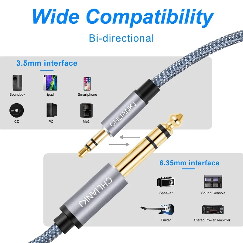 TRS صوت ستيريو ، مهايئ سماعة رأس ، جيتار مناسب ، بيانو ، مضخم صوت ، من أجل من من من من من من من من إلى من من من من ومن ومن ومن ومن ومن أجل