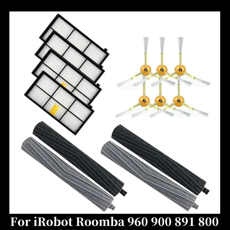

For iRobot Roomba 960 900 891 800 Series Accessories Spare Parts Vacuum Cleaner Replenishment Kit Rubber Side Brush HEPA FILTER