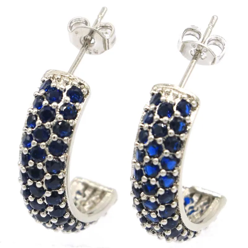 

Buy 5 Get 1 Free 23x6mm New Designed Classic Blue Turquoise Tanzanite White CZ Daily Wear Ear Stud