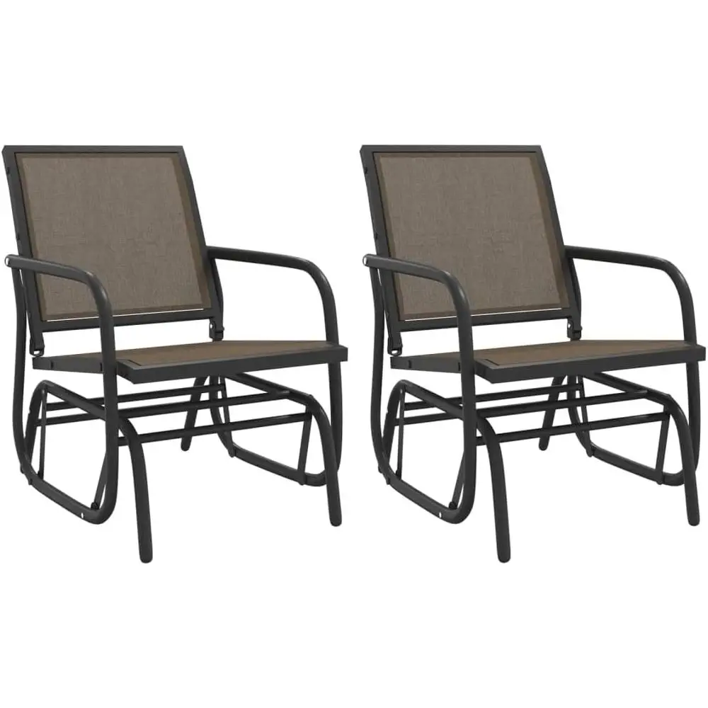

2-Piece Outdoor Patio Rocker Swing Glider Chairs, Brown Textilene & Steel, Ideal for Garden, Poolside, and Backyard Relaxation
