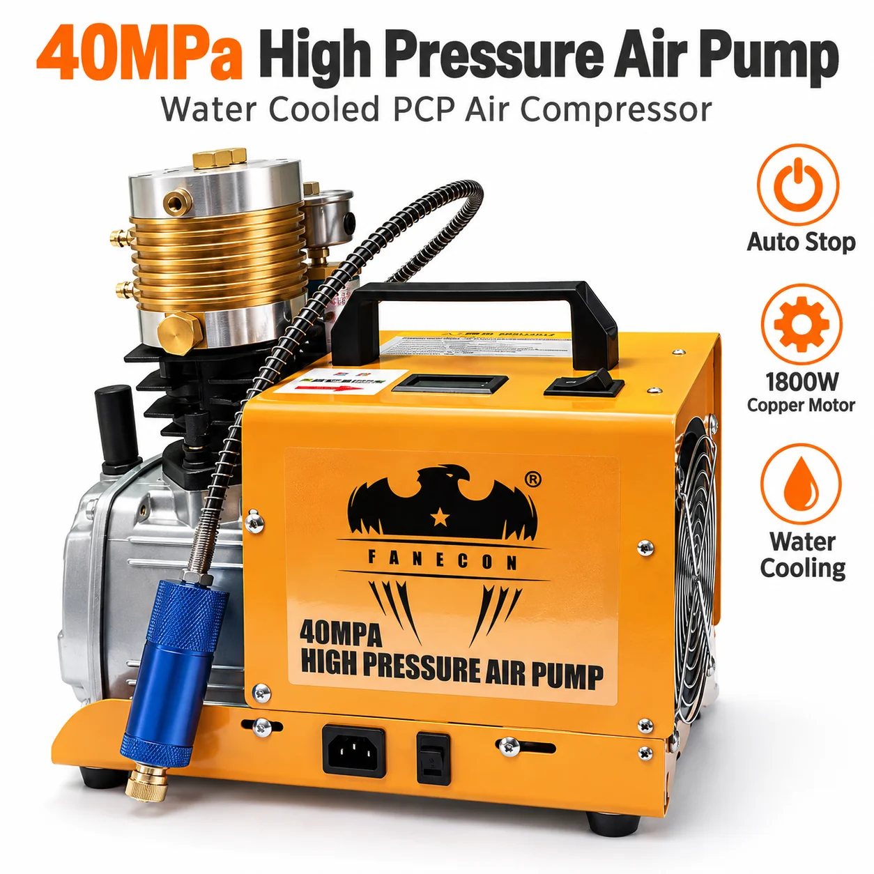 AOLIVIYA 1800W PCP Air Compressor 40MPa 400Bar High Pressure Electric Air Pump Water Cooled Airgun Cylinder Tank Inflator