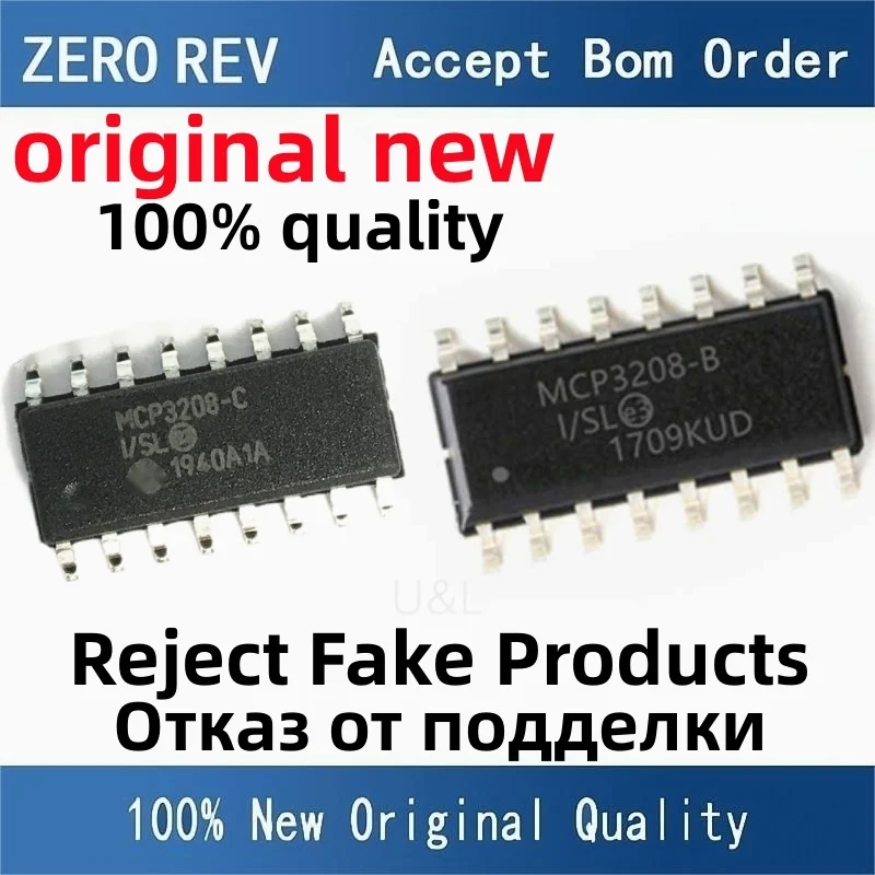 

2Pcs 100% New MCP3208-CI/SL MCP3208-C MCP3208-BI/SL MCP3208-B SOIC-16 SOP16 Digital-to-analog converter Brand new original ic