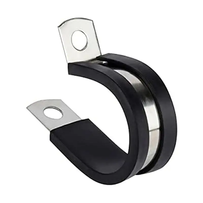RMWIN-1/4 Inch Stainless Steel Cable Clamp, Rubber Cushioned Insulated Clamp, For Tube, Or Wire Cord Installation,72PCS