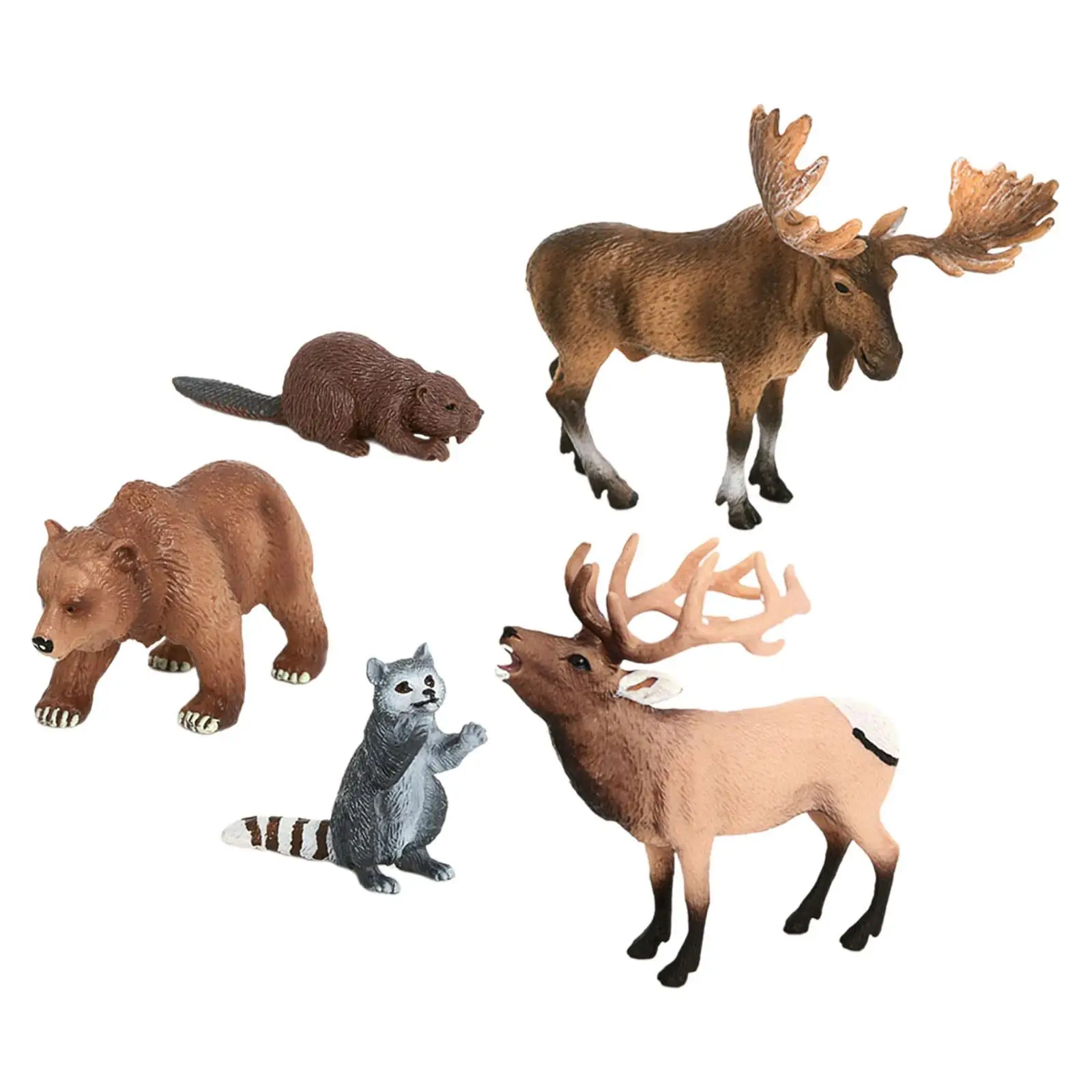 5Pcs Wildlife Animals Figure Toy Woodland Animals Model for Boys Girls Realistic