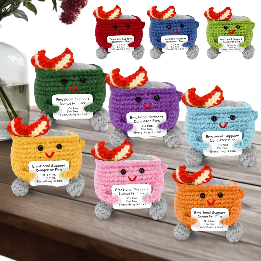 Crochet Dumpster Fire Emotional Support Dumpster Fire Positive Crochet Dumpster Fire Funny Gifts for Coworkers Friends