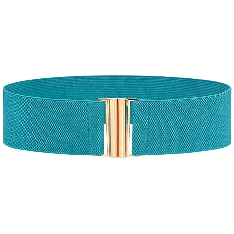 Width 6cm Elastic Belt Solid Color Corset Belt Metal Buckle Lady Fashion Cummerbands Stretch Cinch Waistband Women Waist Belt