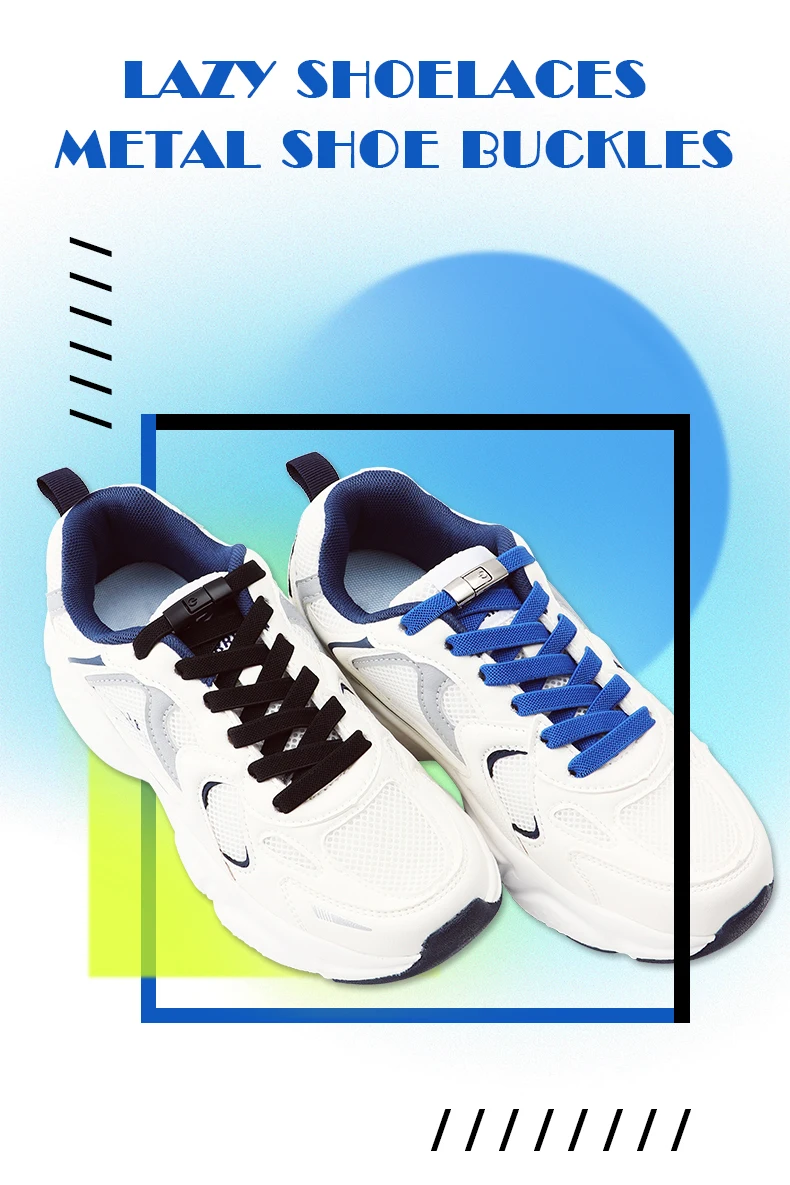 2 Paar 8mm Schnürsenkel ohne Binden, Schnürsenkel mit Druckverschluss, elastische Schnürsenkel für Sneaker, Kinder und Erwachsene, breite flache Schnürsenkel für Schuhe – Detail 1