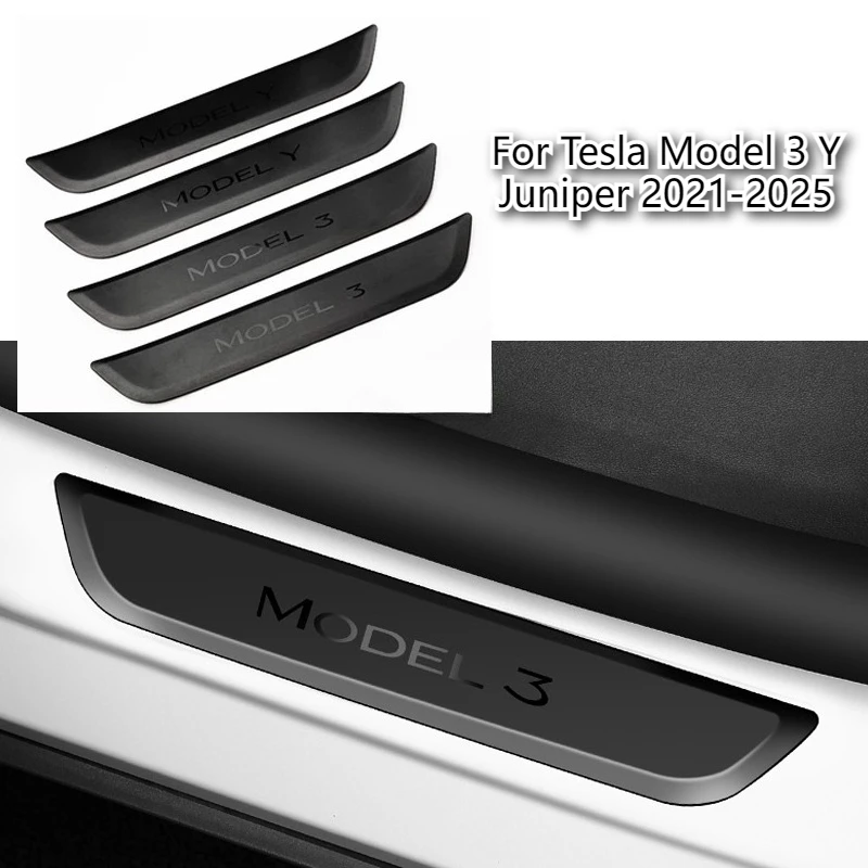 

For Tesla Model 3 Y Juniper Rear Door Sill Decoration Wrap Cover ABS Welcome Pedal Stickers Protection Strip Car Accessories