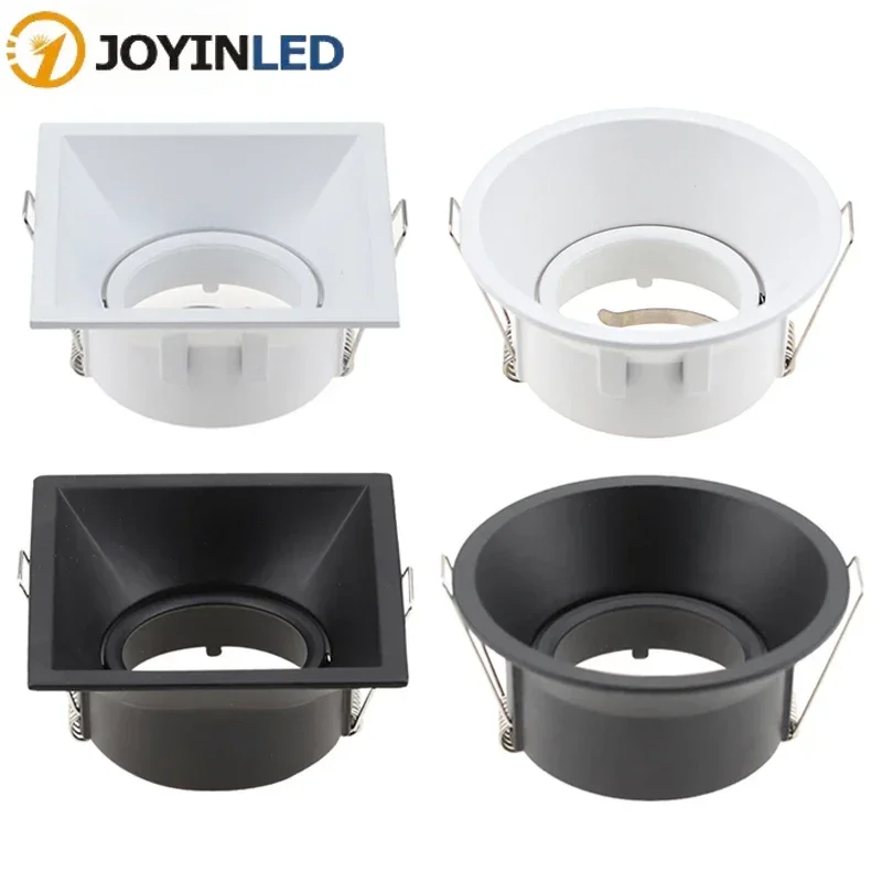 JOYINLED Adjustable Downlight Housing Round Square Recessed Frame 70mm Cutout for GU10 LED Spotlight Ceiling Light Fixture Trim