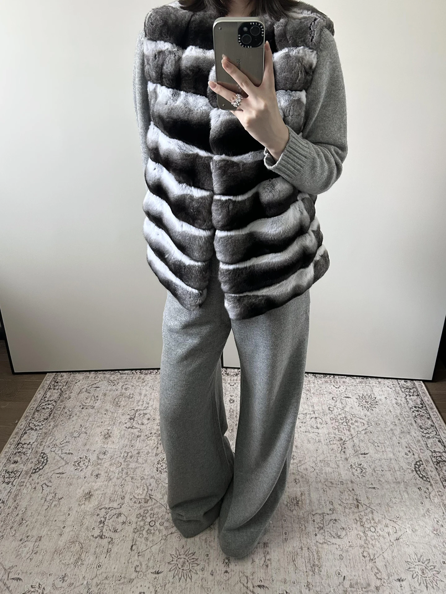 친환경 토끼털 코트 여성용 패셔너블 럭셔리 드래곤 아우터웨어 편안하고 따뜻한 스트라이프 조끼