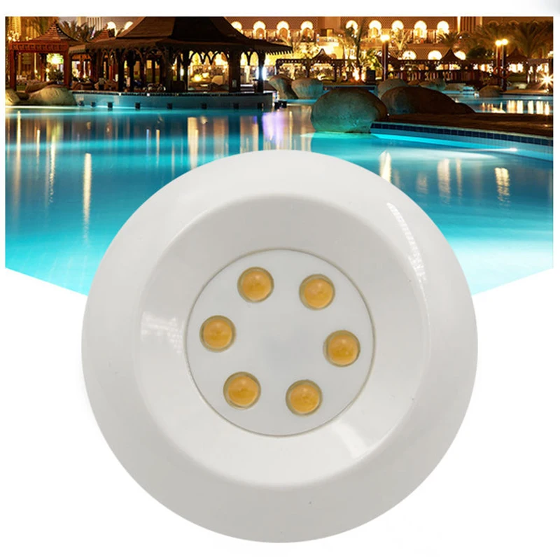 Lampe de piscine ultra-mince, 5W, DC 12V, LED, IP68, étanche, montée en surface, lumière blanche subSN