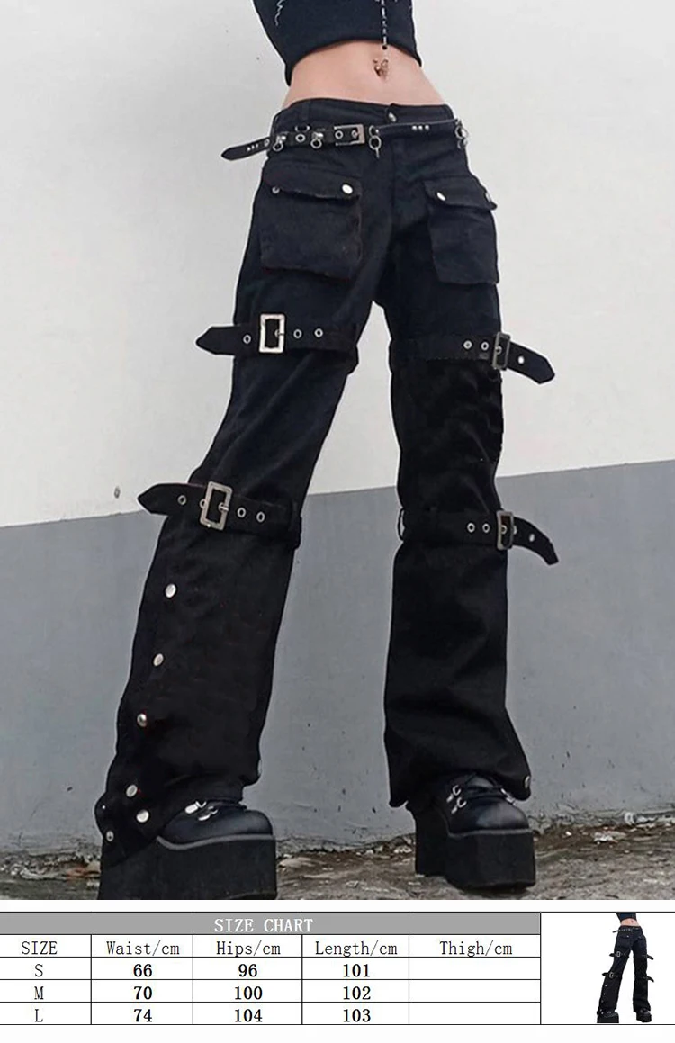 Hip Hop Cyber Punk Baggy Cargo Pants Women Hot Girl Loose Street