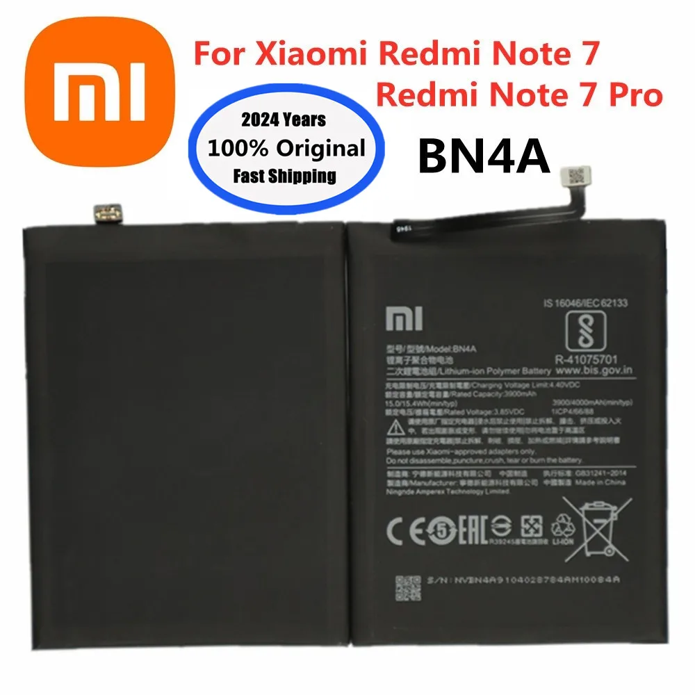 

2024 Years 4000mAh BN4A 100% Original Battery For Xiaomi Redmi Note7 Note 7 Pro M1901F7C Battery Bateria Batteries Fast Shipping