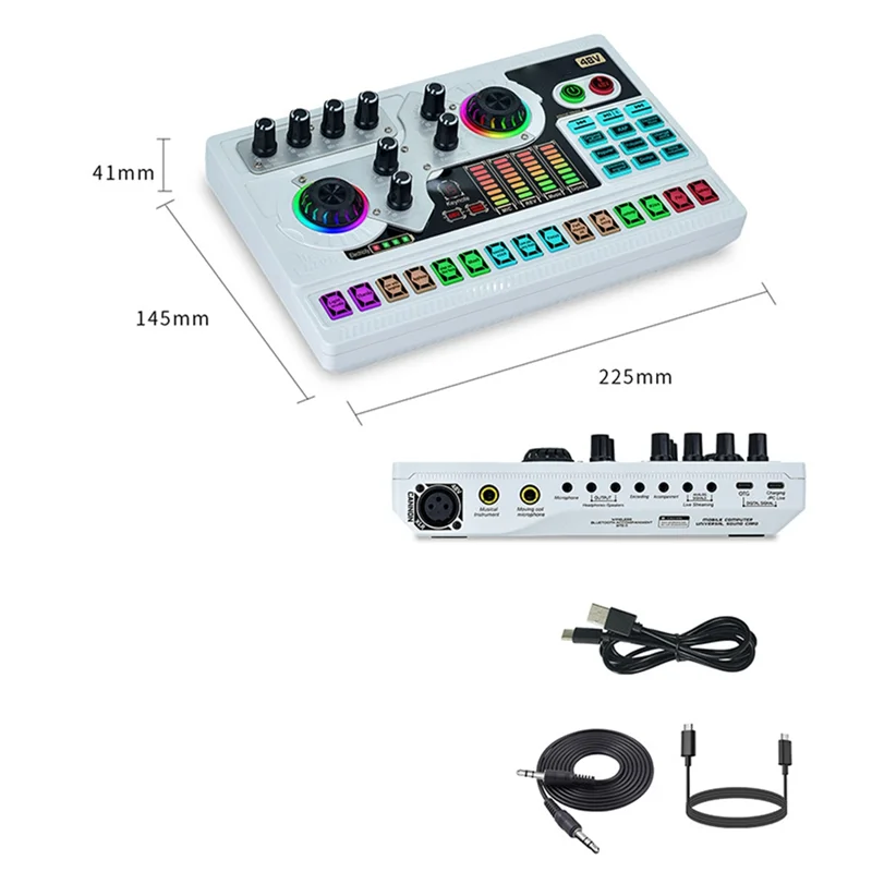 AA60-SX96 48V การ์ดเสียงไมโครโฟนโทรศัพท์มือถือคอมพิวเตอร์ Live Broadcast ร้องเพลงกลางแจ้ง Home Mini Mixer