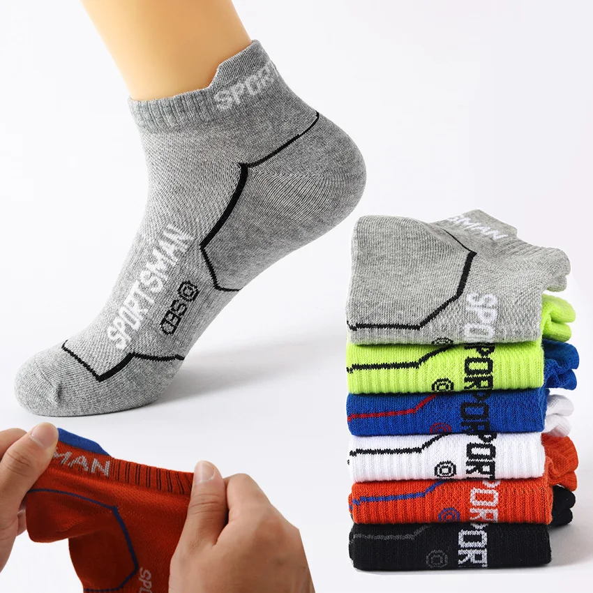 6Pairs High Quality Men Ankle Socks Breathable Cotton Sports Socks Mesh Casual Athletic Summer Thin Cut Short Socks Size 38-45