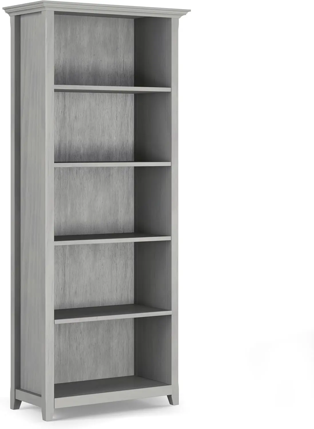 Amherst Solid Wood 30 Inch Wide Transitional 5 Shelf Bookcase in Fog Grey, for The Living Room, Study Room and Office