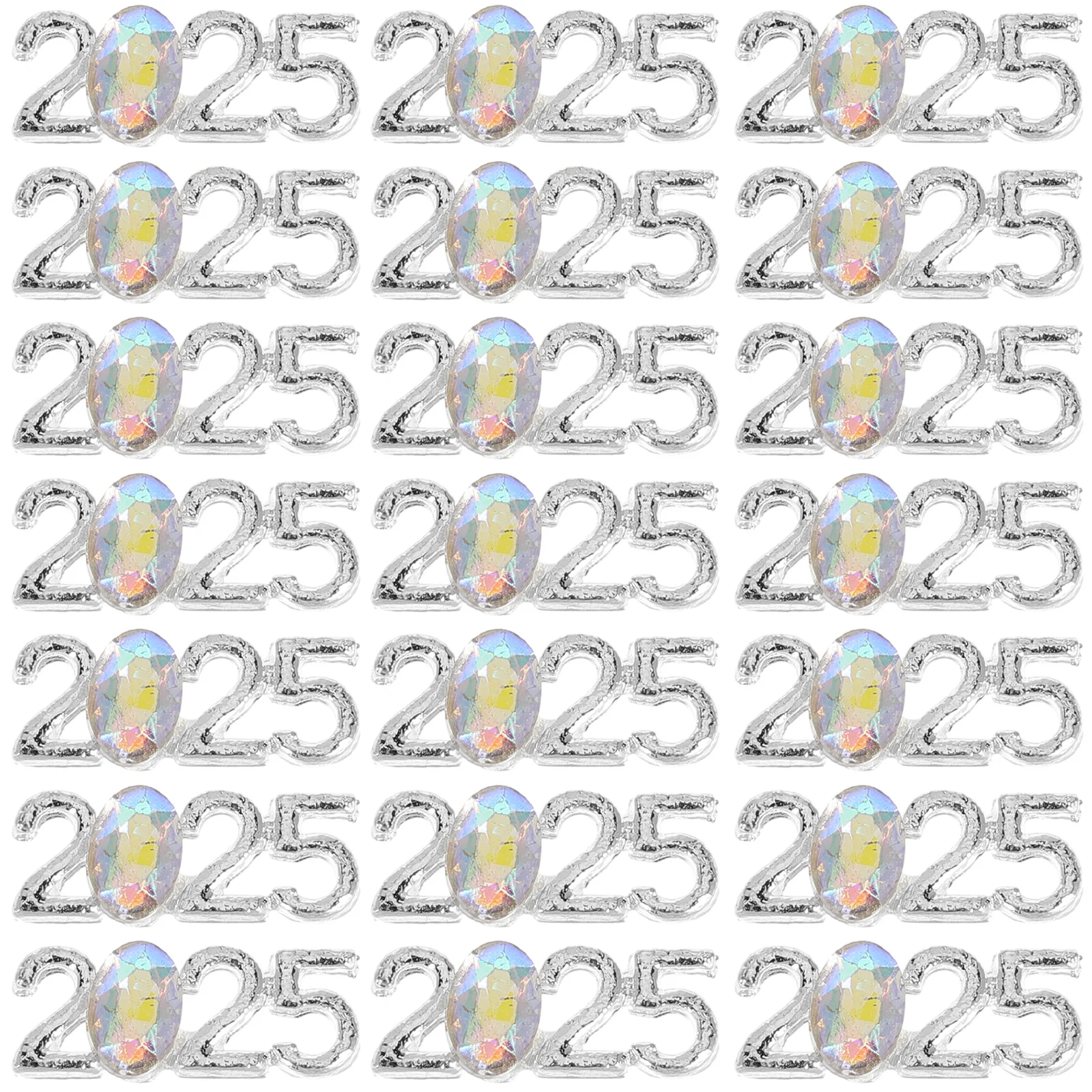 

30Pcs 2025 Metal Alloy Rhinestones Nail Charms DIY Art Decoration Shiny Gems for Women 2025 Nail Charms Christmas Table Confetti