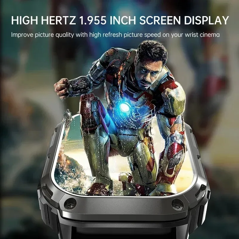 Q80 Men Smartwatch with 1 95 Inch HD Display 5G WiFi Health Fitness Tracker 750mAh Waterproof for Apple Android Phones GPS