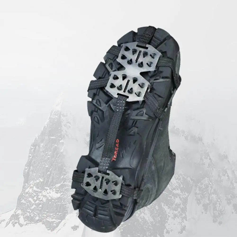 24 Zähne Kletter Steigeisen für Outdoor Winter Walk Eisfischen Schneeschuhe Anti-Rutsch-Schuhe Mangan Stahl Schuh überzüge Steigeisen