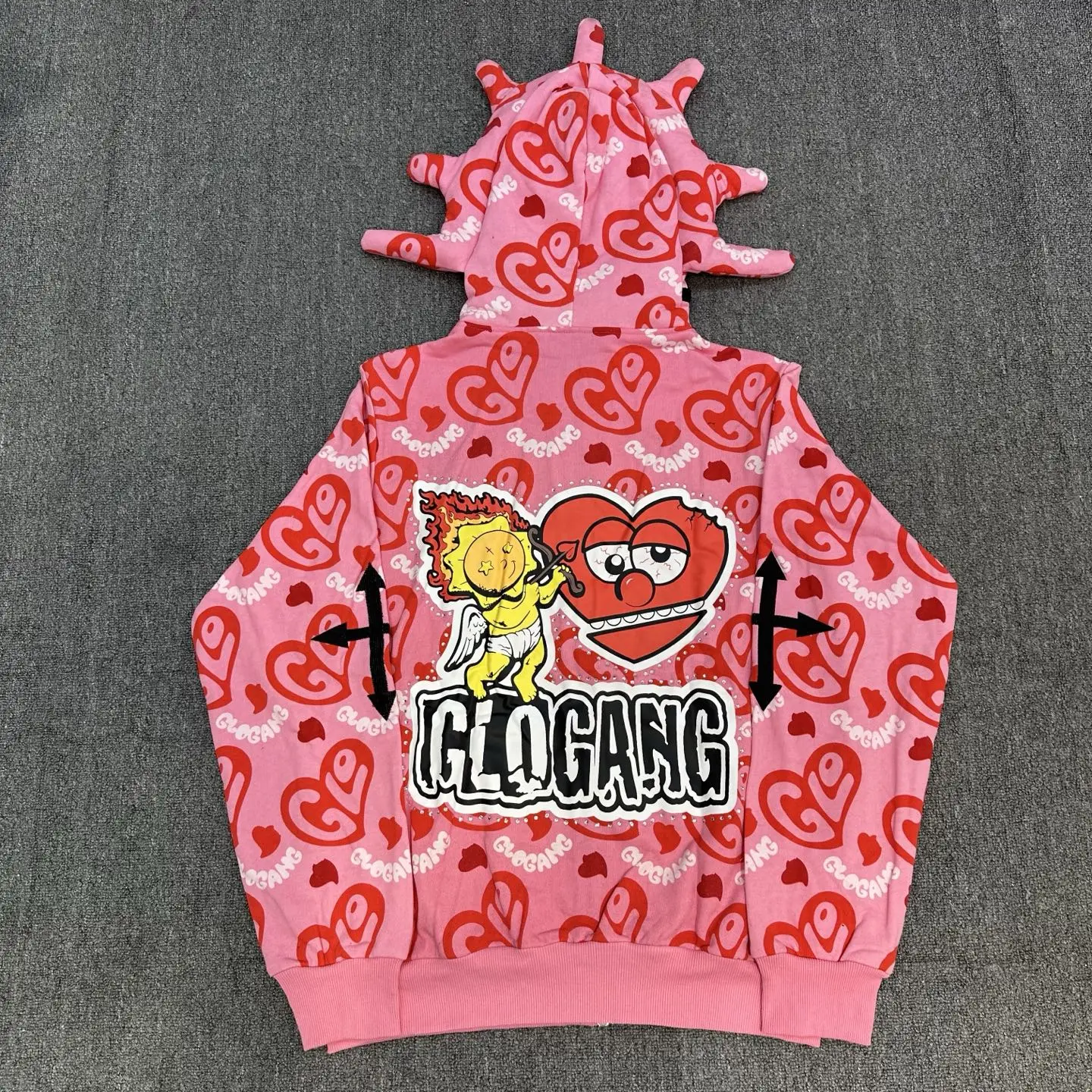 Pink Zip Hoodie Casual Streetwear Sweatshirt