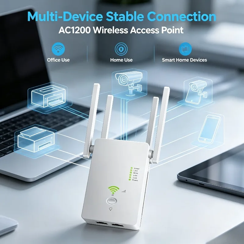 AC1200 1200Mbps Wireless 5G WiFi Extender Router AP Dual‑Band Repeater Signal Booster 802.11AC Long Range Access Point