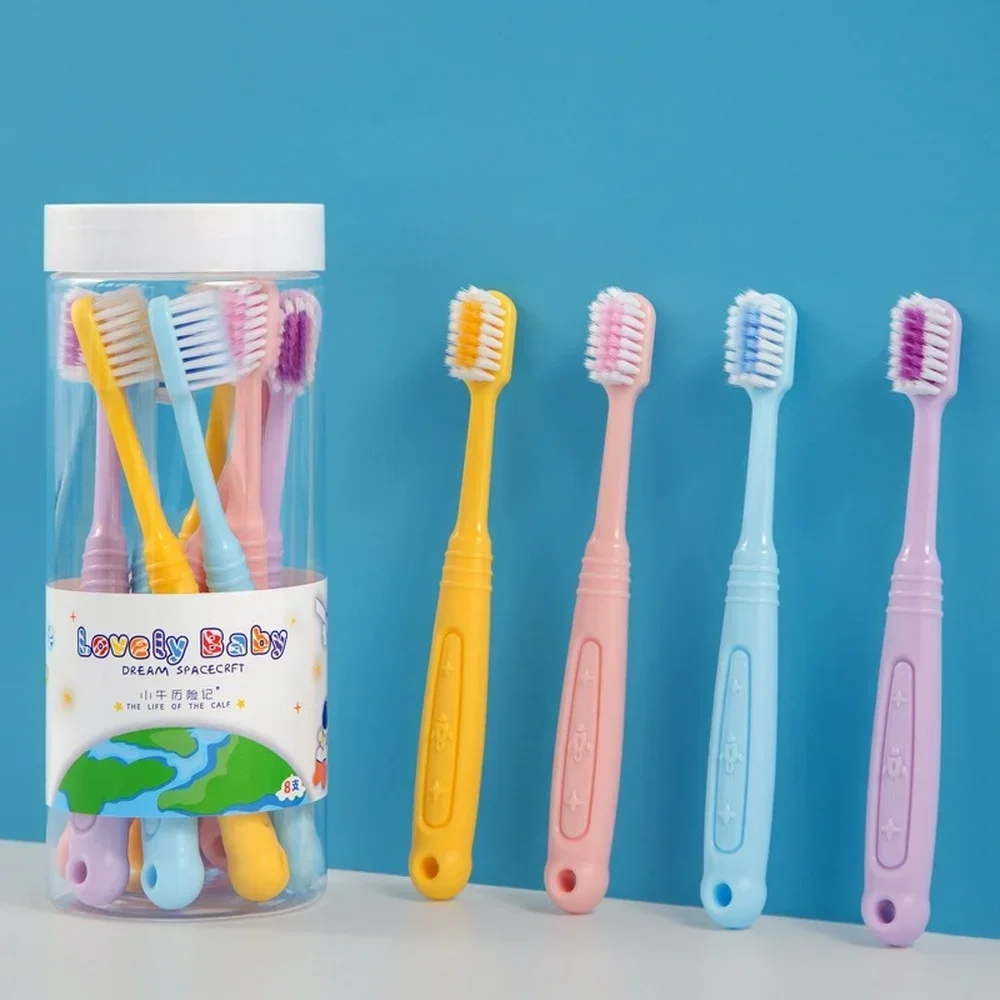 

8pc Children's Toothbrush Soft Bristle Silicone Handle 3-12years old Without Fluorescent Agent To Protect Children's Oral Health