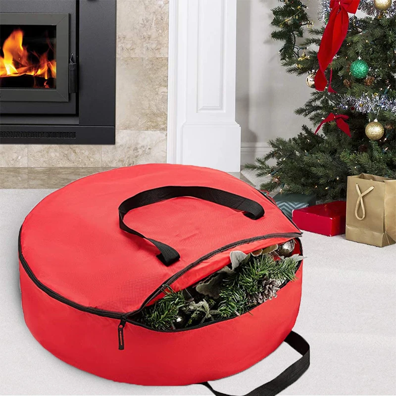 Large Christmas Tree Bag Storage Tub High xmas Tree Decoration Wreath Storage Box Handles Waterproof And Durable Home Organizer