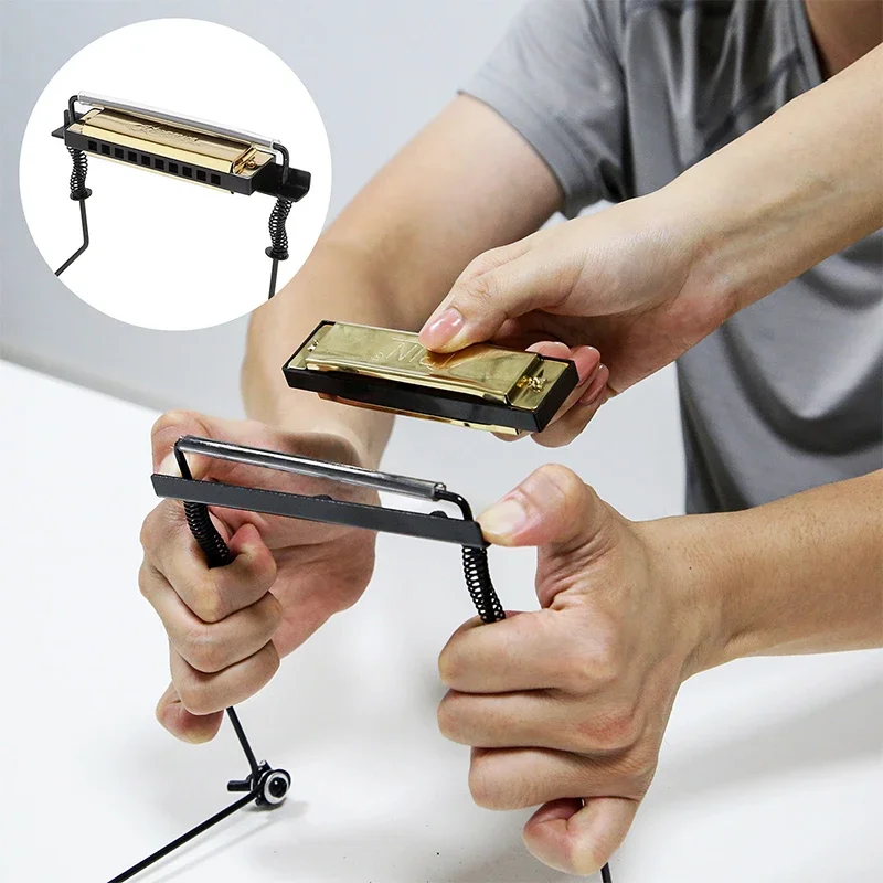 1PC Universal 10 Holes Iron Harmonica Neck Holder Adjustable Mouth Organ Stand Harmonica Harp Rack Musical Instruments