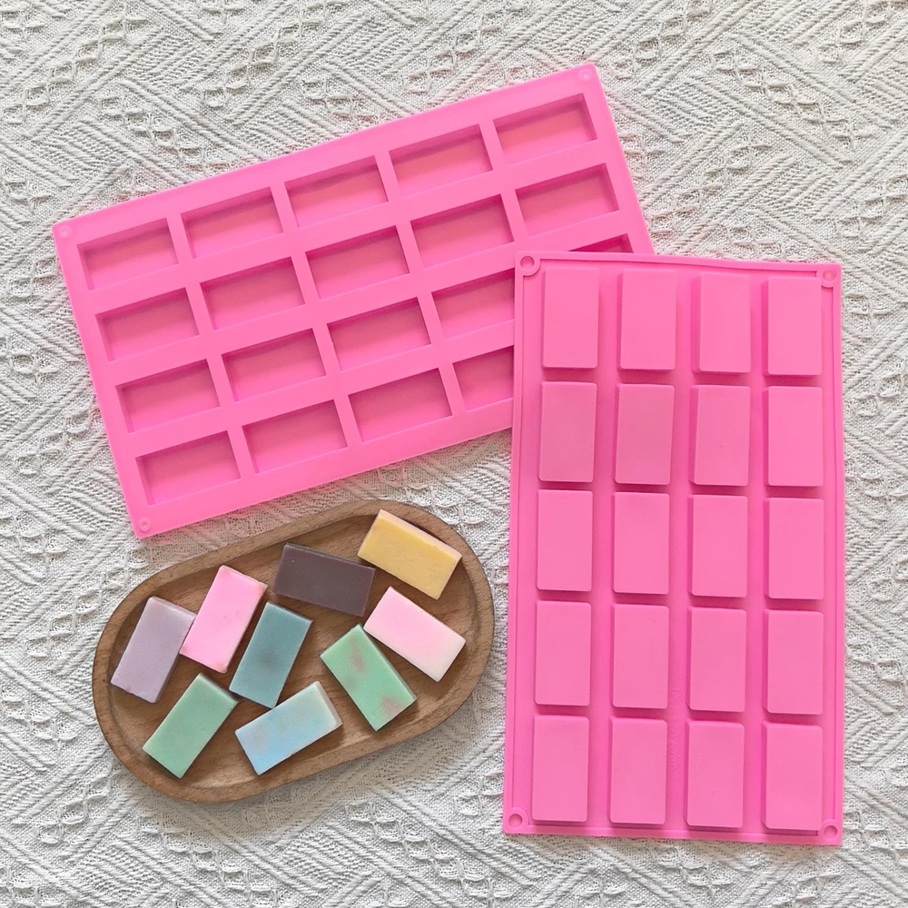 1 قطعة قالب سيليكون مستطيل 20 تجويف، يستخدم للشوكولاتة والحلويات والبسكويت وقوالب خبز غير لاصقة ذاتية الصنع
