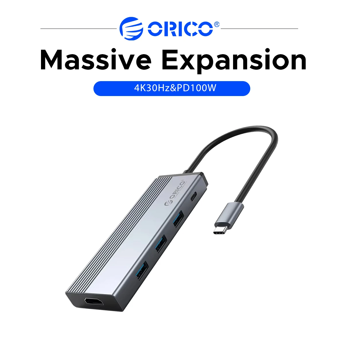 ORICO 5 in 1 USB C Hub Multiport Adapter Type C to HDMI RJ45 Ethernet USB3.0 100W PD Charging Dock Splitter For MacBook Pro Lapt