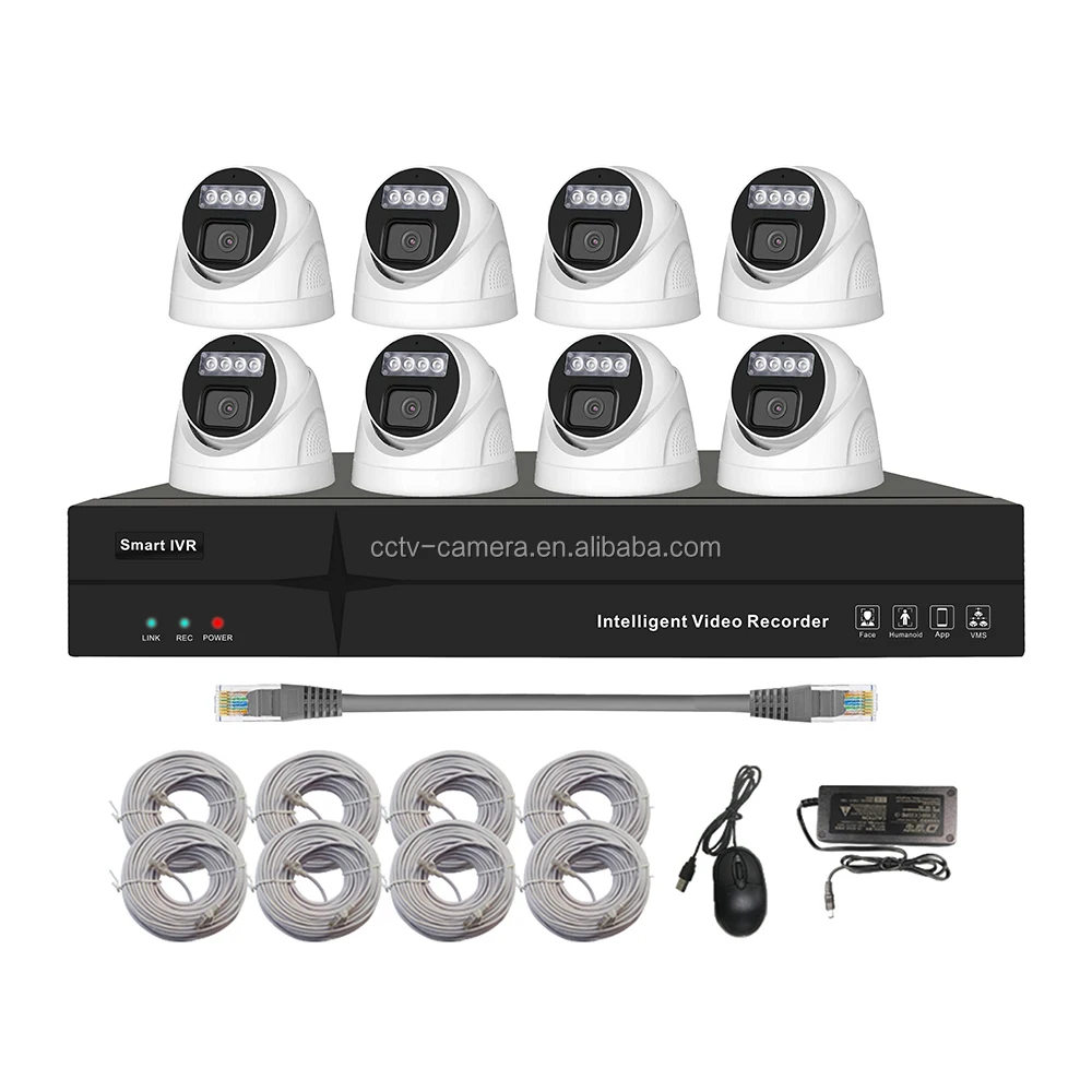 ชุดกล้องวงจรปิด IP CCTV 8 ช่องทาง ระบบ AI อัจฉริยะ ยอดขายดี พร้อม NVR 8CH รองรับ PoE