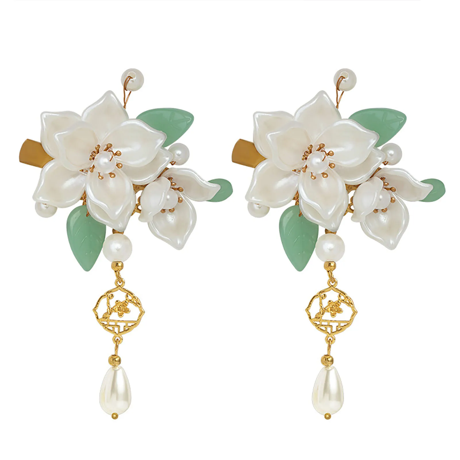 1pair Chinese Style Flower Hairpins Vintage Dress Headwear Tassels Hair Clip Retro Headpieces Hanfu Dress Hair Accessories