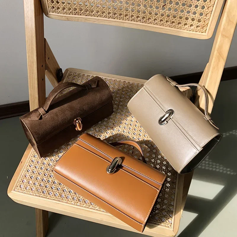 Women Handbag Portable Small Square Bags Vintage Suede Dull Polish Simple Commuter Korean Message Bag 2024 Elegant Purses Clutch