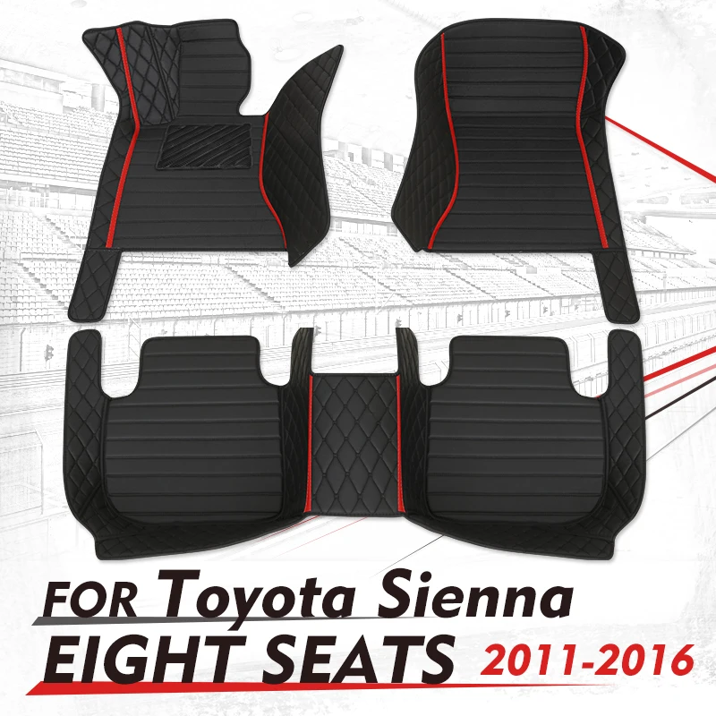 Custom Car Floor Mats For Toyota Sienna（EIGHT SEATS）2011 2012 2013 2014 2015 2016 Auto Foot Pads Automobile Carpet Cover interio