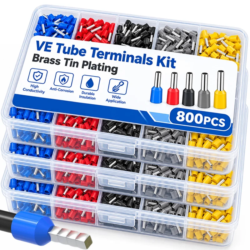 Insulated Cord End Ferrule Colorful Terminals Wire Crimp Connectors Kit ...