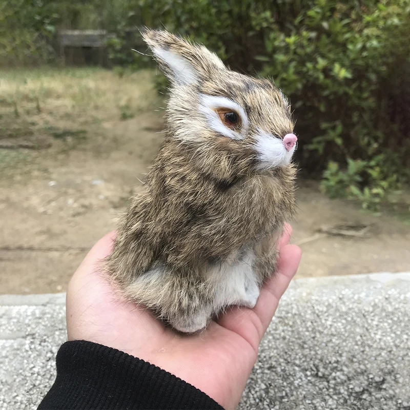Simulation Plush Toys Action Figures Kids Gift Simulation Rabbit Toy Squatting Model Home Decoration Rabbit Model Easter Rabbits