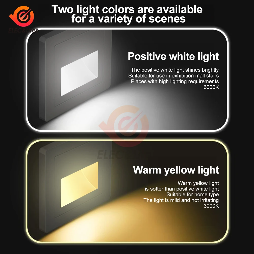 AC110-220V Intarsiato 86 Interruttore della luce da pavimento Controllo Lampada da parete a LED Lampada da incasso per corridoio Scala Passo Luce notturna Scala