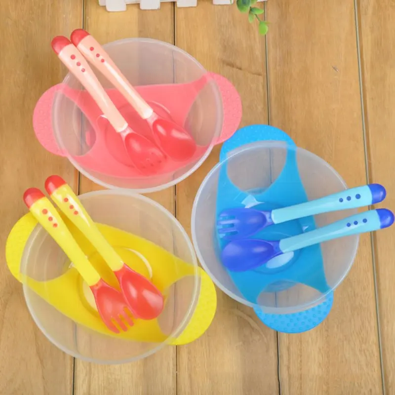 Baby Bowl Set Training Bowls Spoon Tableware Set Dinner Plate Learning Dishes With Suction Cup Children Training Dinnerware