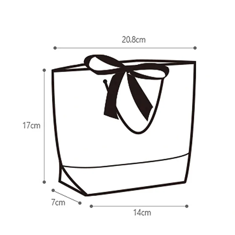 10Pcs White Cardboard Paper Box With Black Ribbon Shopping Bag Packaging Boxes Handbag Lunch Bag Food Container Gifts Bags