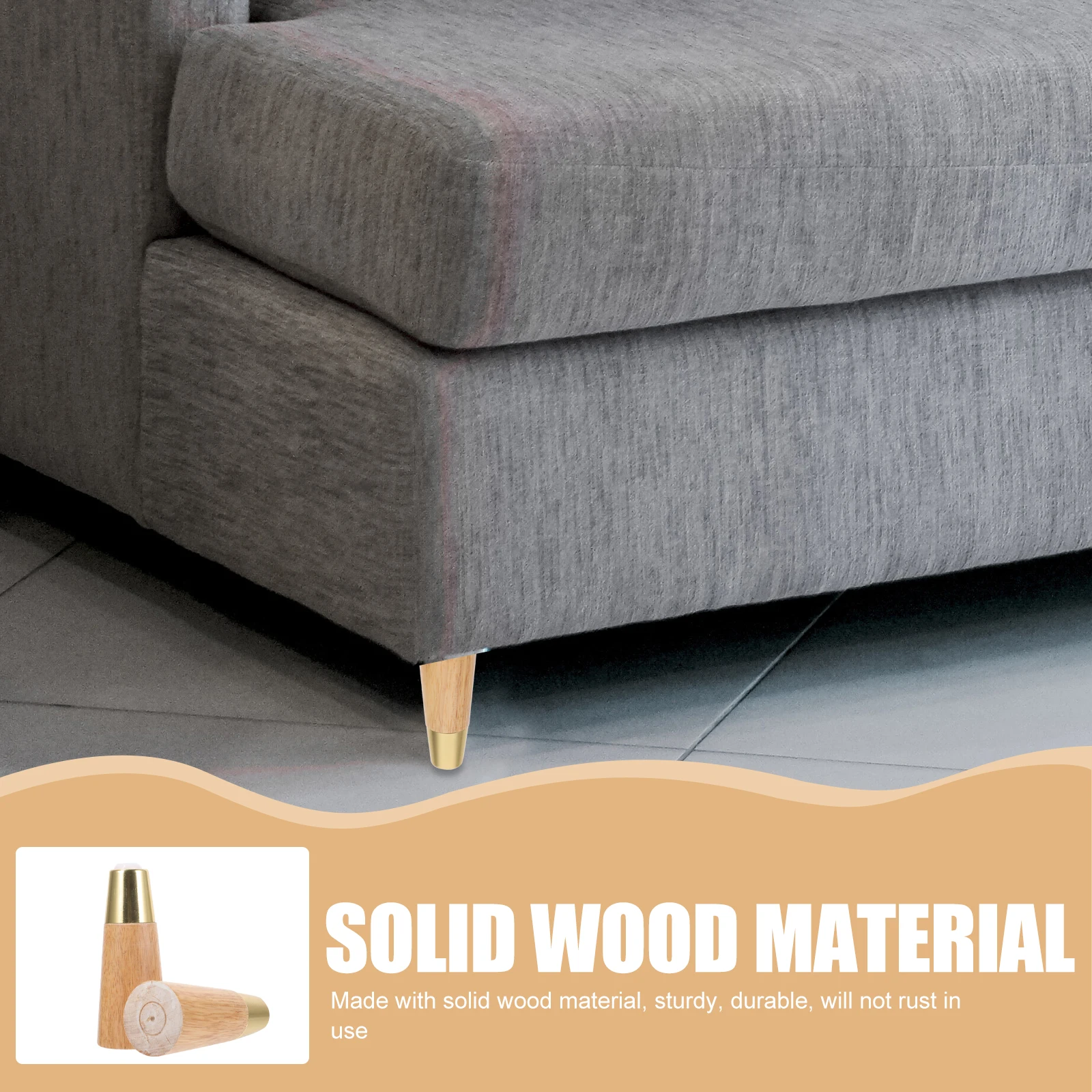 

4pcs Furniture Legs Solid Wood Sturdy Cabinet Sofa Bed Table Legs Replacement Floor Protector Pads Natural Wood For Chairs
