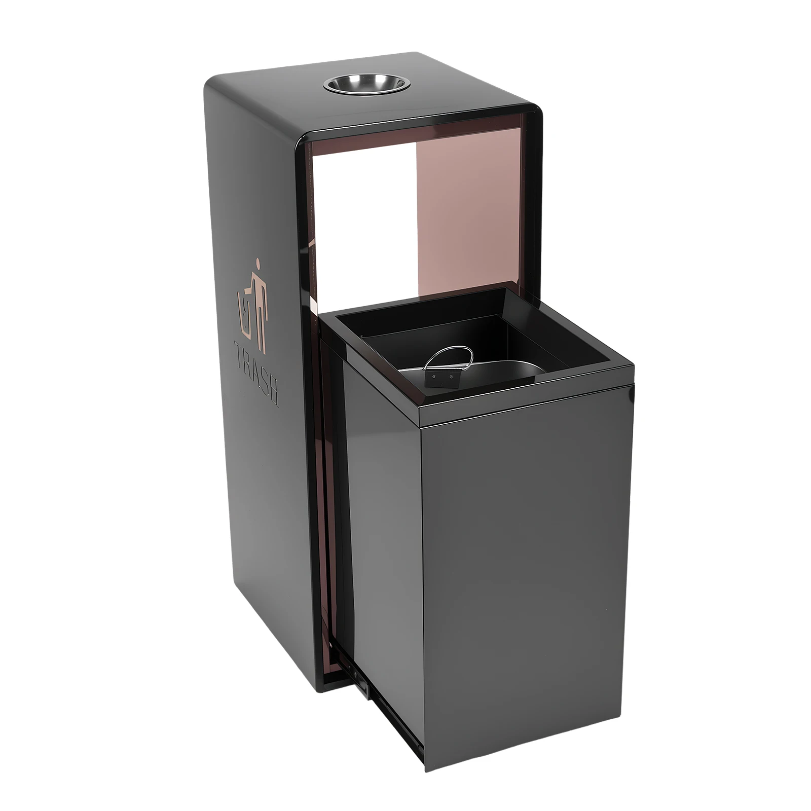 

Stainless Steel Fingerprint- Large Trash Can W/ Removable Inner Can Commercial Metal Outdoor Trash Can for Parks & Public Spaces