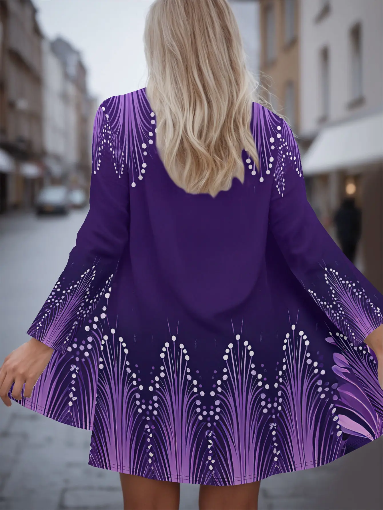 

Women's 3D Floral Cardigan Coat, Purple Pink Floral Print, Long Sleeve Elegant Design, Machine Washable Outerwear